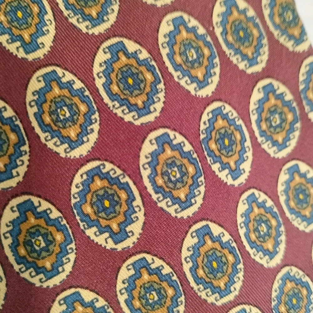 Land'd End Men's Elegant Burgundy Maroo Abstract Patterned Tie Formal Business